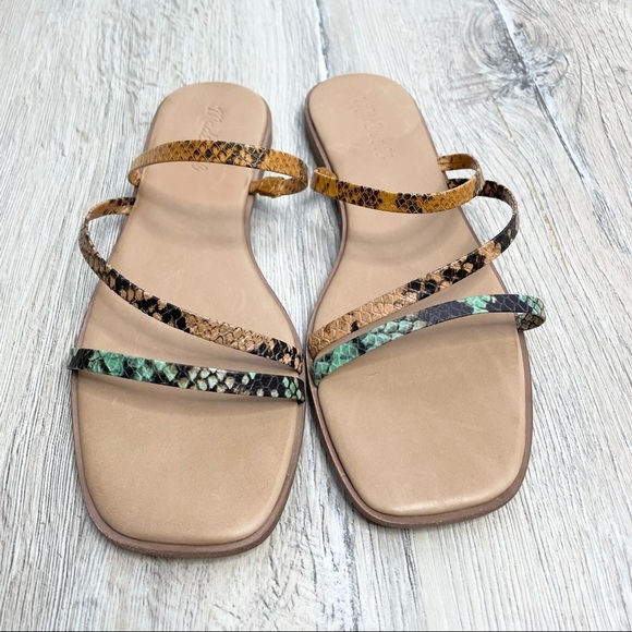 Madewell Lyra Slide Sandals Leather Snake Print Sz 8.5 - Picture 9 of 9